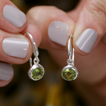 Birthstone Gemstone Hook Earrings In Sterling Silver, 2 of 8