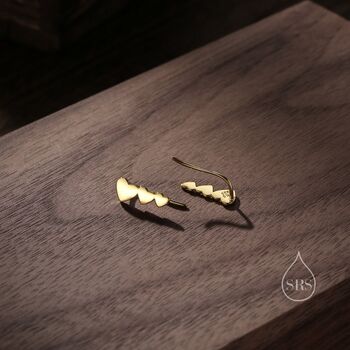 Sterling Silver Heart Crawler Earrings, 3 of 11