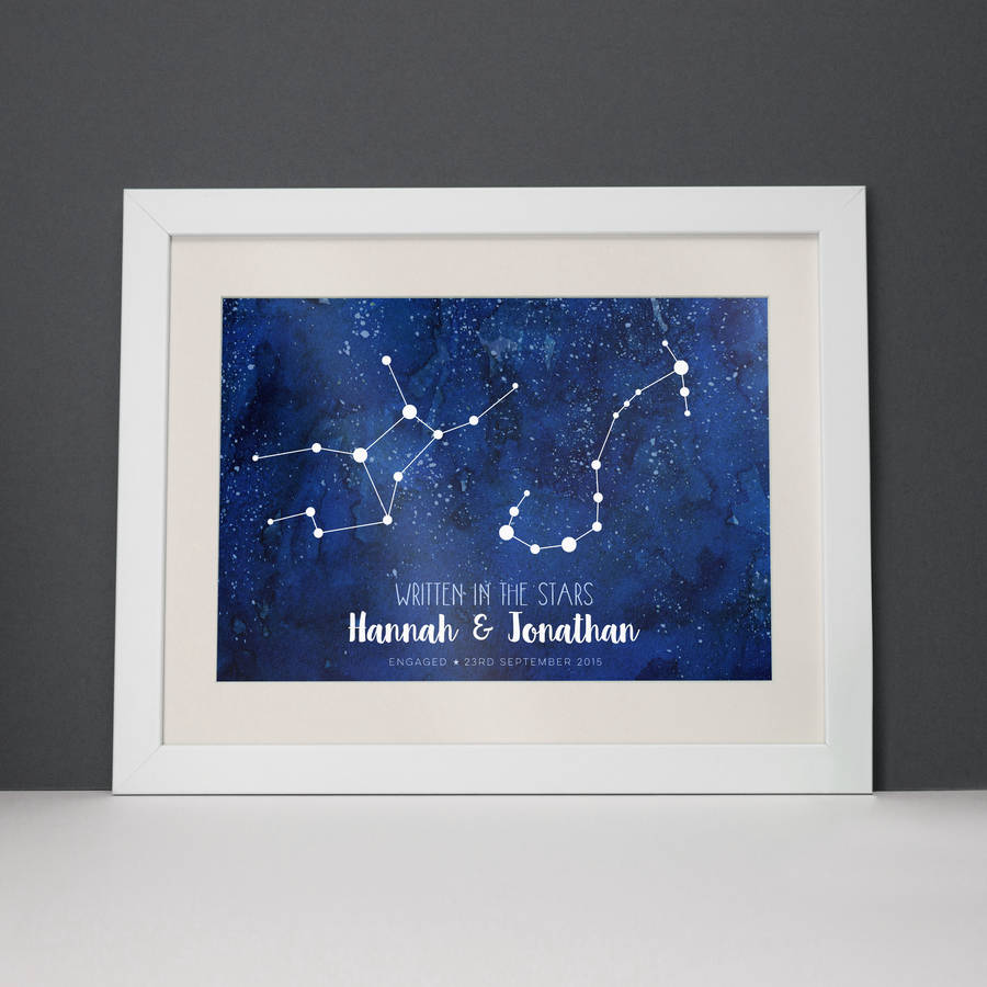 'Written In The Stars' Astrological Print For Couples By PaperPaper