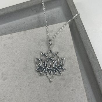 925 Sterling Silver Lotus Necklace, 4 of 7