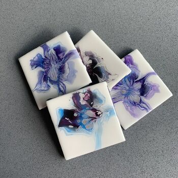 Sold Hand Painted Ceramic Coasters | Set Of Two/Four, 9 of 9