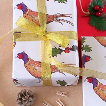 Pheasant Christmas Wrapping Paper Set, 4 of 5
