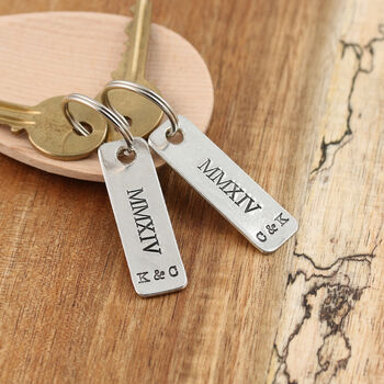 10th Anniversary Numerals Pair Of Personalised Keyrings, 5 of 6