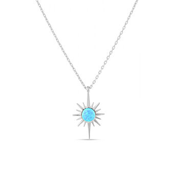 Blue Opal Northernstar Sterling Silver Pendant Necklace, 4 of 5