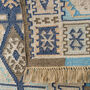 Handmade Bohemian Blue Handloom Kilim Rug, Runner, thumbnail 2 of 7