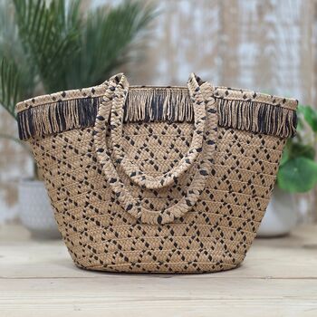 Rattan Shopper Bag With Fringe Detail, 2 of 2
