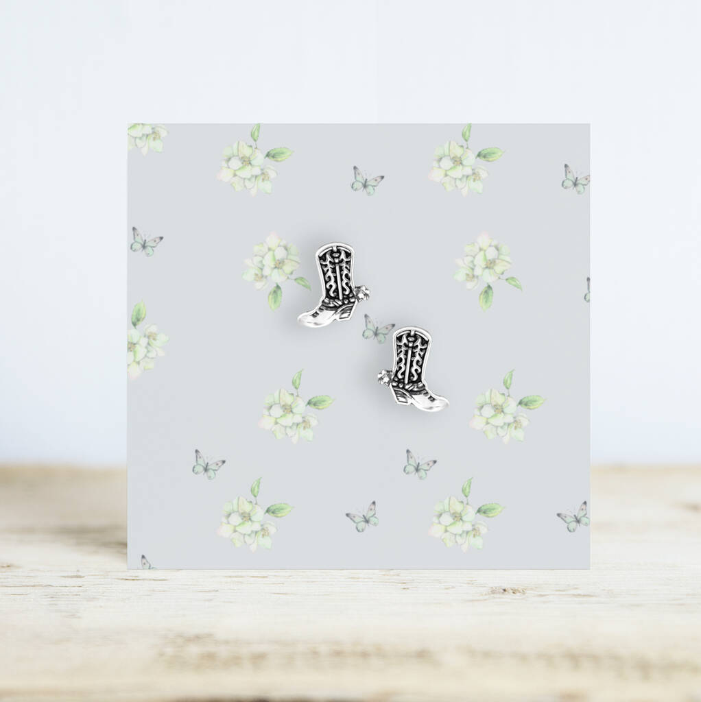 Silver Studs Cowboy Boots Hypoallergenic Sterling Silver, 1 of 6