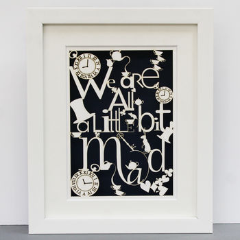 We Are All Mad Paper Cut Wall Art, 4 of 10