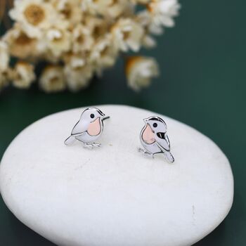 Sterling Silver Baby Robin Bird Stud Earrings, 6 of 11