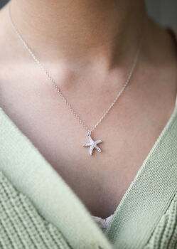 Maddalena Silver And Cubic Zirconia Starfish Necklace, 2 of 5