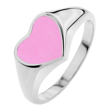 Colour Pop Pink Enamel Heart Signet Ring, 3 of 4