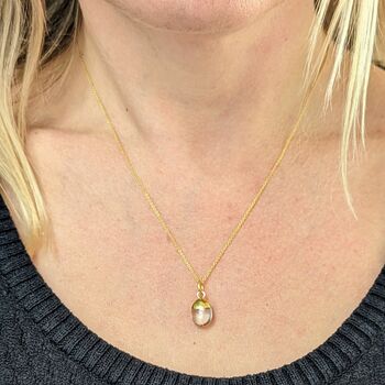 April Birthstone Necklace, Clear Quartz, Gold Plated, 3 of 5