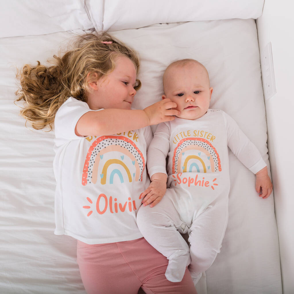 Personalised Big And Little Sister Brother Rainbow Set, 1 of 12
