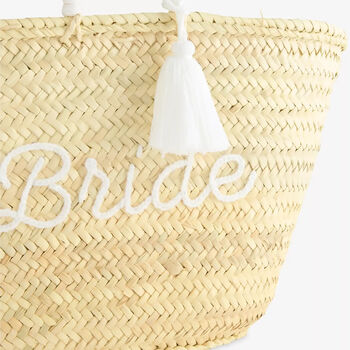Bride Embroidered Handwoven Straw Bag, 3 of 4