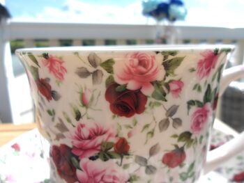 Large Cup And Saucer In Ditsy Pink Summertime Chintz Design, 9 of 12