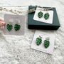 Monstera Marbled Leaf Polymer Clay Earrings, thumbnail 4 of 4