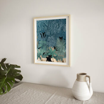 Black Cats In A Potted Jungle Print, 4 of 6