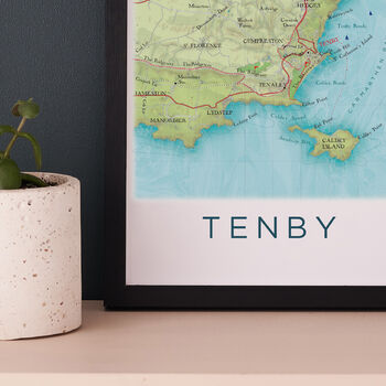 Framed And Personalised Tenby Map Print, 5 of 7