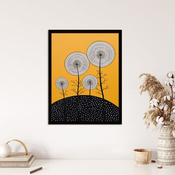 Dandelion Hill Folk Style Yellow Black Wall Art Print, 4 of 6