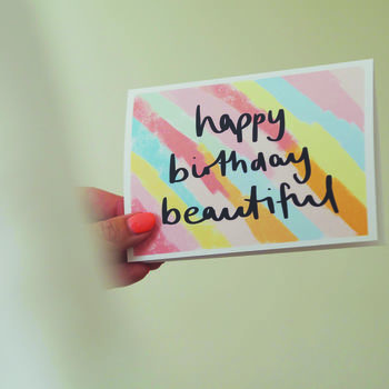 'Happy Birthday Beautiful' Hand Lettered Birthday Card, 4 of 4
