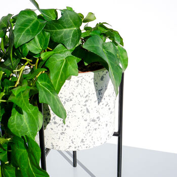 Handmade Terrazzo White And Black Monochrome Plant Pot, 6 of 6