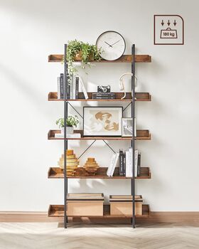 Five Tier Bookcase With Spacious Storage Shelves, 4 of 9