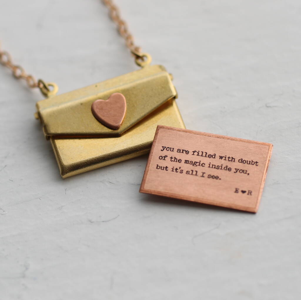 Envelope Locket Necklace With Love Letter By Silk Purse, Sow's Ear