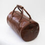 Personalised Barrel Style Brown Leather Holdall Unisex, thumbnail 4 of 12
