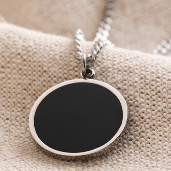Men's Stainless Steel Black Onyx Stone Pendant Necklace, 2 of 6