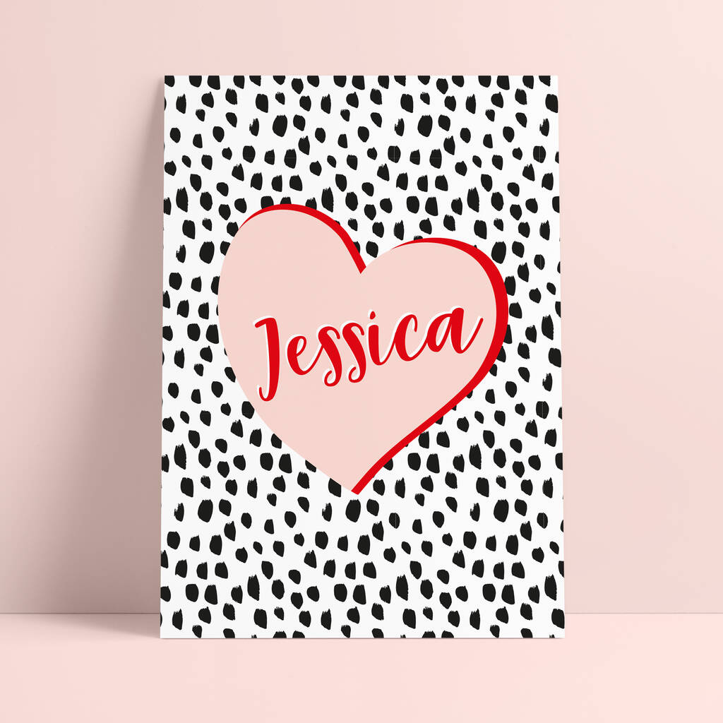 Children's Personalised Heart Name Nursery Print By ditsy chic ...