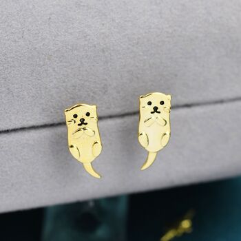 Sterling Silver Otter Stud Earrings, 5 of 11