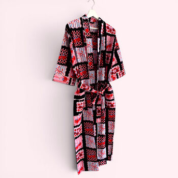 Cherry And Bow Print 100% Cotton Dressing Gown, 4 of 6