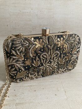 Black Handcrafted Rectangular Clutch Bag, 3 of 9