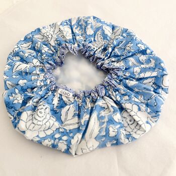 Bath Hat In Blue Peony Floral Print, 2 of 2