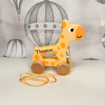 Personalised Animal Pull Along Wooden Toy, 3 of 5