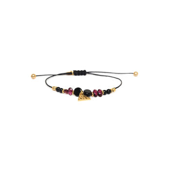 Black Macrame Bracelet With Agate And Gold Plated, 2 of 4