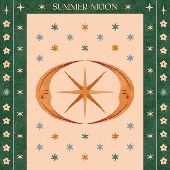 Summer Moon, Celestial Lunar Art Print, Bohemian Poster, 3 of 3