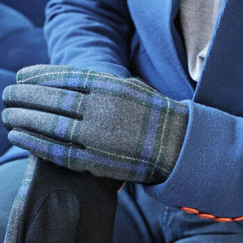 Men's Merino Wool Tartan Stripe Gloves, 5 of 11