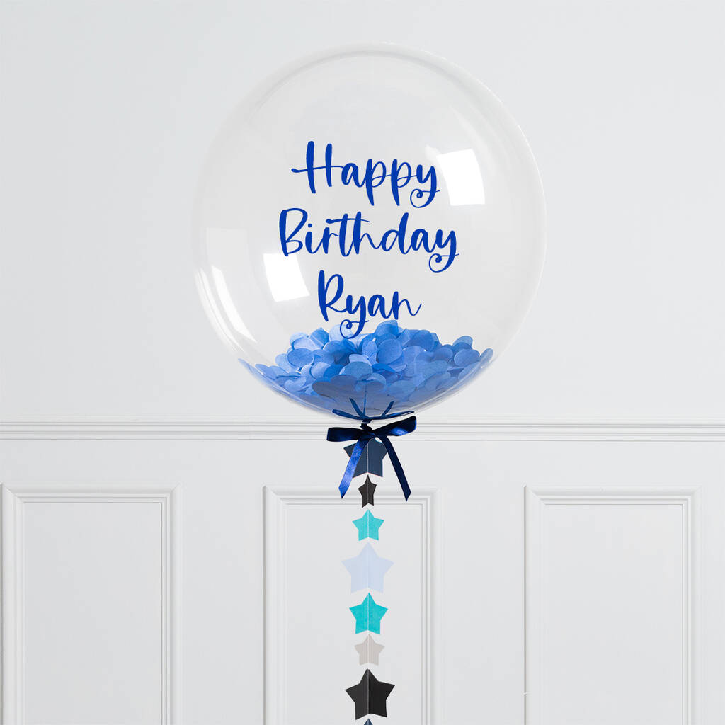 Personalised Blue Star Confetti Bubble Balloon, 1 of 2
