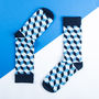 Ethical Blue Geometric Sock, thumbnail 2 of 4