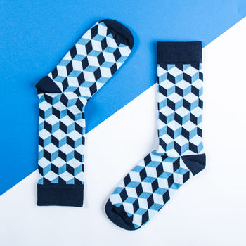 Ethical Blue Geometric Sock, 2 of 4