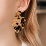 Beige And Black Tortoiseshell Leaf Earrings, thumbnail 2 of 3