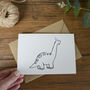 Dinosaur In A Party Hat Greeting Card, thumbnail 2 of 4