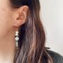 Asymmetric Pearl Snake Earrings, thumbnail 4 of 6