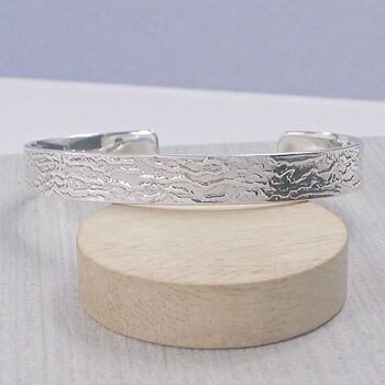 Sterling Silver Oak Bark Cuff, 2 of 4