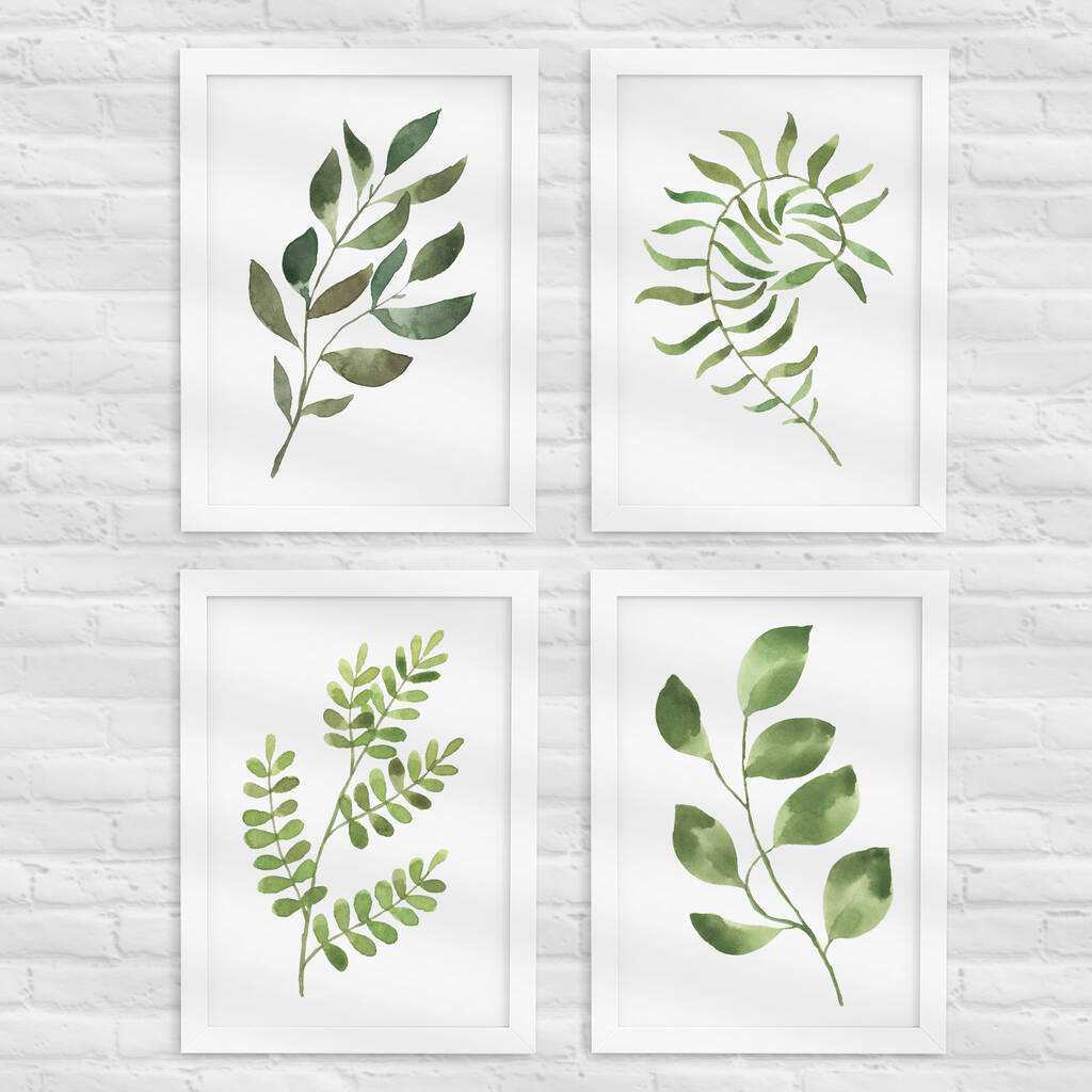Watercolour Botanical Leaf Print Set Of Four, 1 of 5