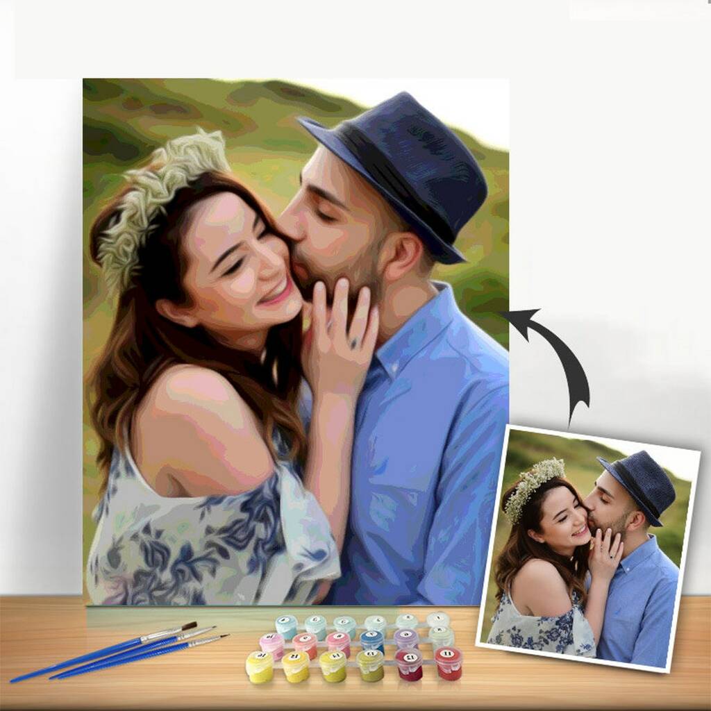 Custom DIY Paint by Numbers Kit (12x16) Oil Painting Portrait From Photo  on Canvas