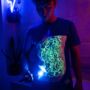 Adults Unisex Interactive Green Glow T Shirt Royal Blue, thumbnail 3 of 7