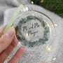 Personalised Wedding Wreath Glass Flat Bauble Keepsake, thumbnail 3 of 5