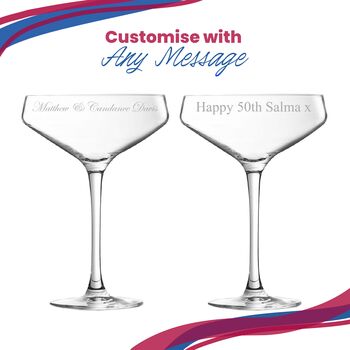 Personalised Engraved Champagne Saucer For Couple, 5 of 9